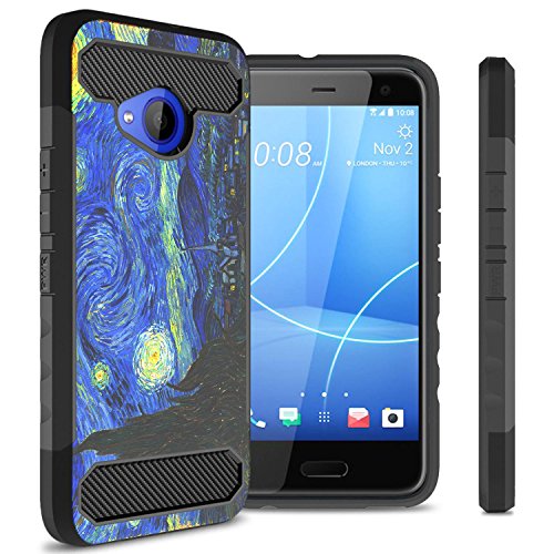 HTC U11 Life Case, CoverON Arc Series Modern Hybrid Phone Cover with Carbon Fiber Styling and Matte Finish for U11 Life - Starry Night