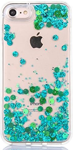 GreenDimension Pink Cute Bling Moving Liquid Bubble Star Case Transparent 3D Glitter Dynamic Quicksand Clear Hard Shock Absorption Cover with Soft Diamond Rubber Bumper for Apple iPhone 7 4.7"