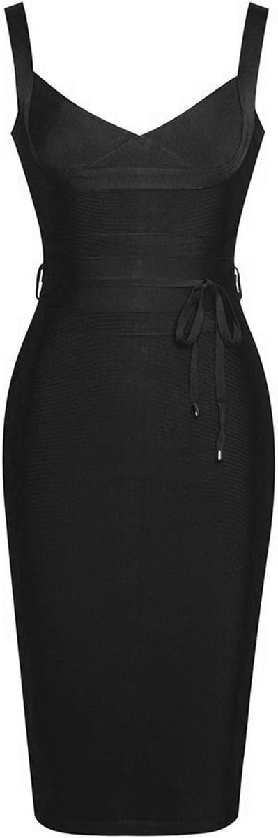 Ecosunny Women's Strappy Tie Waist Contrast Bodycon Midi Pencil Bandage Prom Party Dress