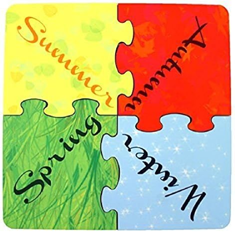 Four Season Vibrant Colorful Coasters With Cork Back Set Of 4