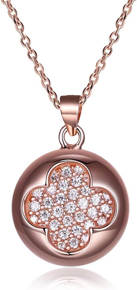 Young shinee Neck Chain Jewelry s925 Sterling Silver Four-Leaf Clover Round Diamond Pendant Necklace Necklace (Color : Gold) for Eternal