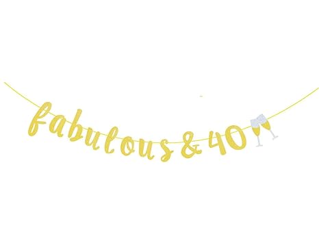 Goer 40 Fabulous And Champagne Glasses Gold Glitter Banner For