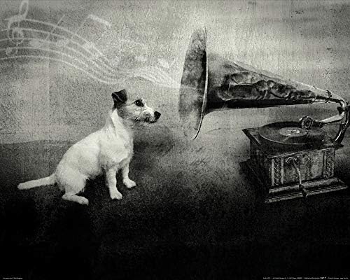 1art1 犬のポスター His Master S Voice のアートプリント ジャック ラッセル テリア 16インチ