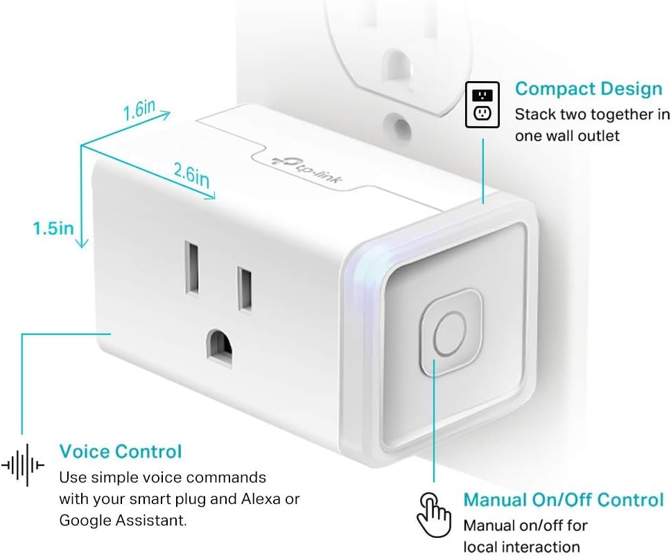 Kasa Smart Plug, WiFi Outlet works with Alexa, Echo and Google Home, No Hub Required, Remote Control, 12 Amp, UL Certified, 2-Pack (HS103P2) - - 