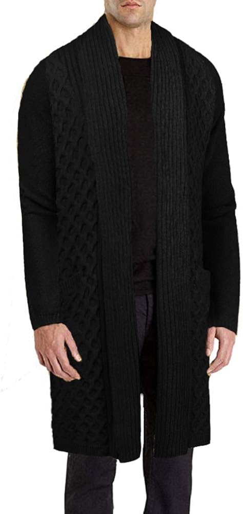 COOFANDY Mens Fashion Long Ruffle Knit Cardigan Lightweight Shawl Collar Sweater at  Men’s Clothing store