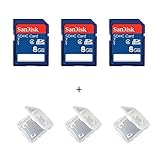 Lot of 3 SanDisk 8GB SD SDHC Class 4 Flash Memory Camera Card SDSDB-008G-B35 Pack in easy to open packaging + SD Jewel Cases