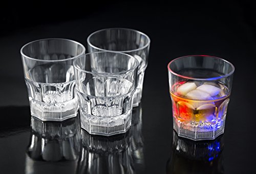 PRECORN Kunststoff-Glas für Whisky im 4er Set Whiskey Liebhaber LED beleuchtete Trinkgläser 240 ml – Bild 4