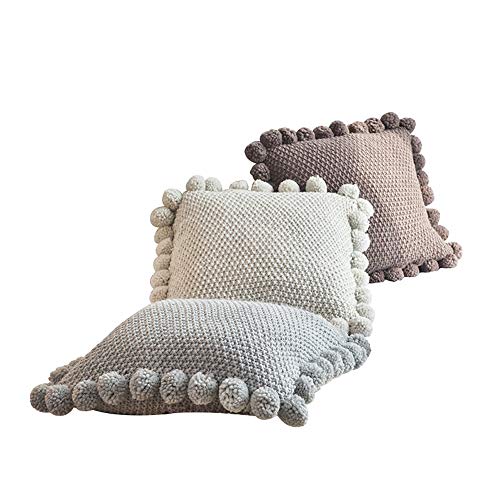 Buy Sondre Knitted Throw Pillow, Cotton Wool Cushion with Balls of Yarn