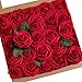 Ling's moment Artificial Flowers 50pcs Real Looking Dark Red Fake Roses w/Stem for DIY Wedding Bouquets Centerpieces Bridal Shower Party Home Decorations primary