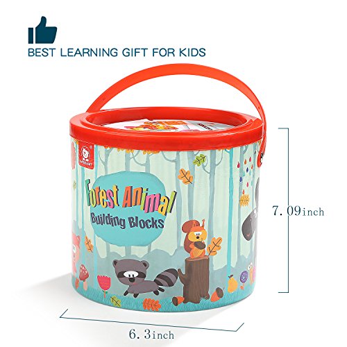 image for TOP BRIGHT Wooden Building Blocks Set, Gifts for 2 3 Year Old Boys Gir
