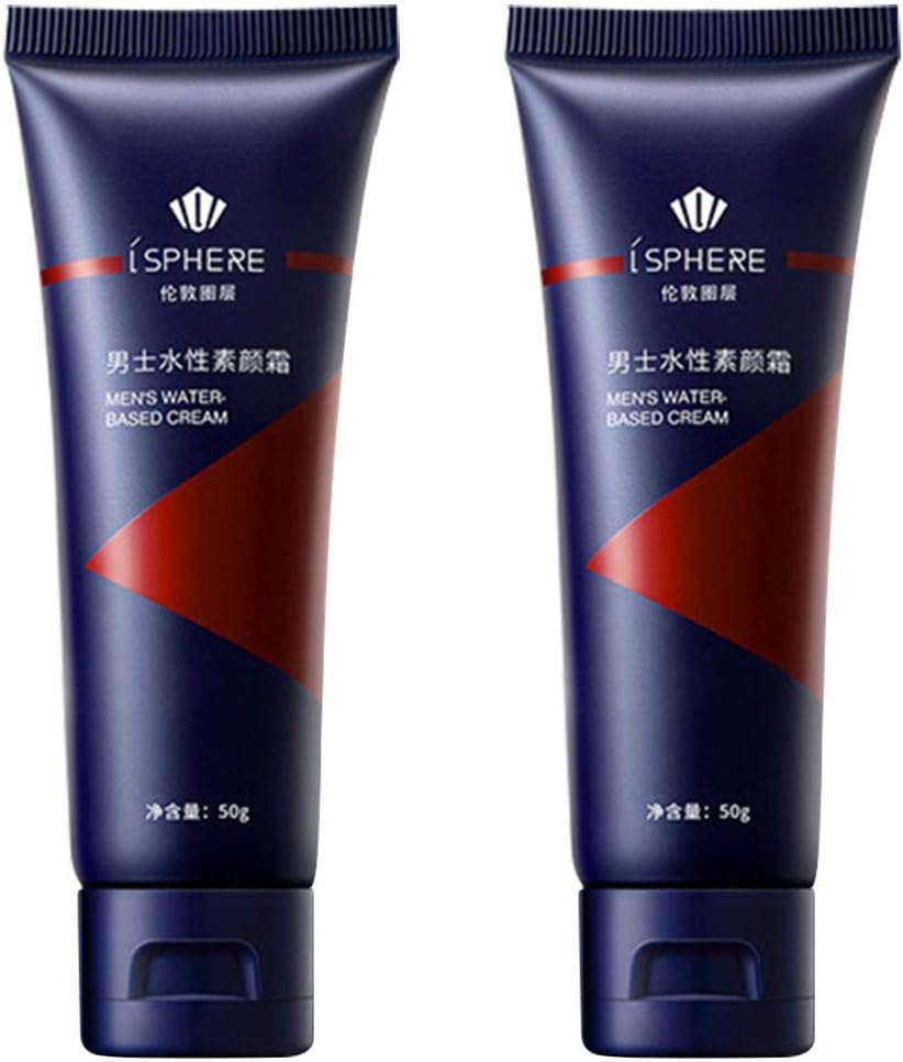 Bluelucon 2PC Mens BB Cream Concealer Face Light Tinted Moisturizer Isolation, Revitalising Nourishing Lazy Tone Up Cream 50g