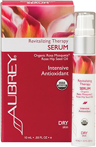 Aubrey Organics Revitalizing Therapy Serum * For Dry Skin * PURE CERTIFIED ORGANIC ROSE HIP SEED OIL Rosa Mosqueta - 0.33 oz