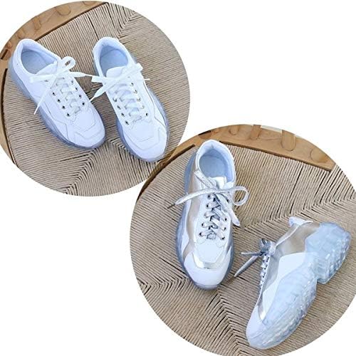 Amazon 厚底スニーカー レディース ローカット スニーカー 紐あり シルバー ホワイト スケルトン ラメ ウォーキングシューズ レディーススニーカー お洒落 スニーカー