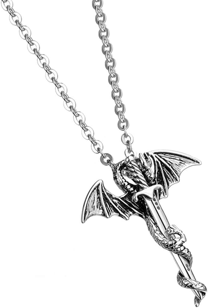 Stainless Steel Punk Dragon Chain Pendant Necklace Jewelry