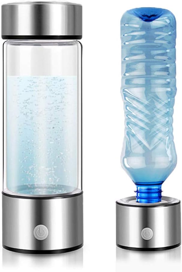 SPE/PEM Rich Hydrogen Water Cup Generator Energy Hydrogen-rich Alkaline Water Ionizer Bottle LED Portable Anti-aging Healthy Cup,Silver