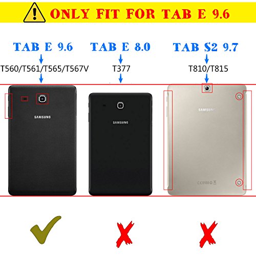 Samsung Galaxy Tab E 9.6 Case, PEYOU Smart Folio Stand Case Cover for Samsung Galaxy Tab E /Tab E Nook 9.6 Inch Tablet SM-T560/T561/T565 & SM-T567V 4G LTE Version, [NOT FIT TAB E 8.0 Inch Tablet]