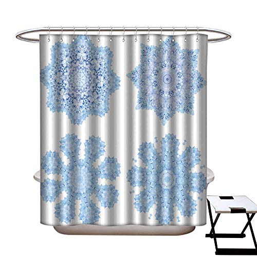 warmfamily Mildew Resistant Shower Curtain Snowflakes Polygonal Mosaic Template Collection in Low Poly STYL Shower CurtainW69 x L75