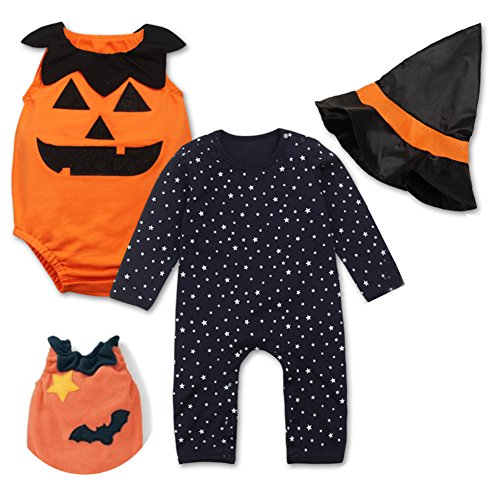 StylesILove Halloween Pumpkin Costume Pumpkin Vest, Romper and Hat 3-Piece