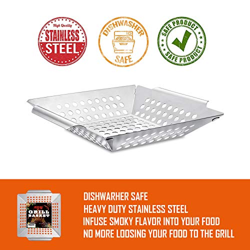 image for Vencino Small Grill Basket - Heavy Duty Stainless Steel Grilling Acces