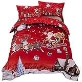 Youareking® Merry Christmas 3 Pieces Duvet Covers Set with 2 Shams, Santa Claus Pattern Bedding Cover Set,Full
