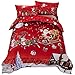 Youareking® Merry Christmas 3 Pieces Duvet Covers Set with 2 Shams, Santa Claus Pattern Bedding Cover Set,Full