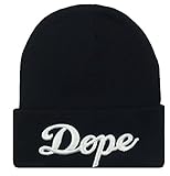 NEW BLACK DOPE 3D EMBROIDERY BEANIE SKULL CAP HIP HOP HAT BLACK