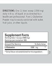 metabólico Mantenimiento – L-Glutamina en polvo – 1000 mg, amino acid Apoyo para la salud Gut, 500 gramos
