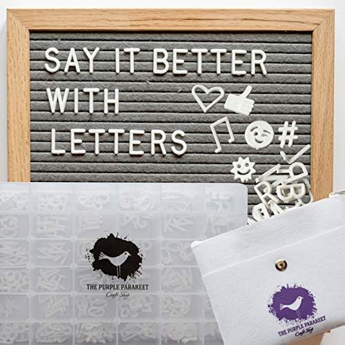 Letter Board - Gray Felt Letter Board 10x10 with 340 Pre Cut Letters - Solid Oak Frame, Felt Bag, for Home Decor, Offices & Cafes