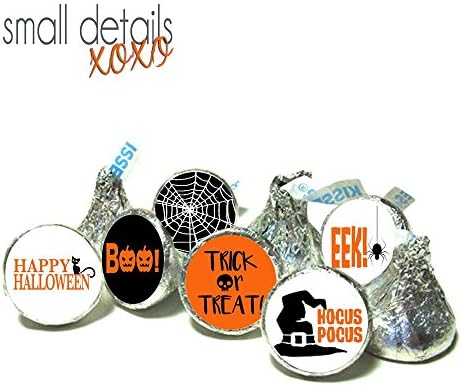HALLOWEEN kiss stickers ~ fits Hershey's Kisses Chocolate & other Candy ~ Orange (108 peel&stick stickers)