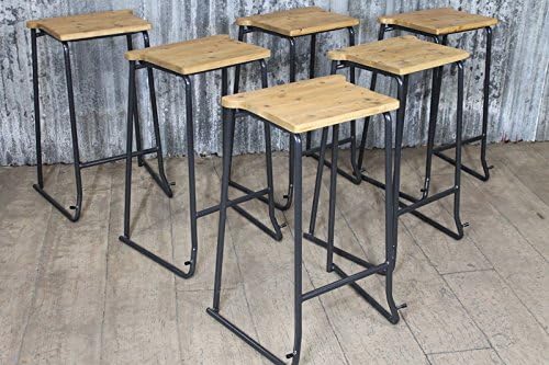 Peppermill VINTAGE STACKING STOOLS LAB STOOLS WITH TIMBER SEAT