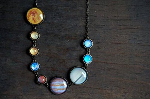 Solar system necklace Planet necklace Space jewelry Cabochon necklace Galaxy antique brass necklace Gift for her