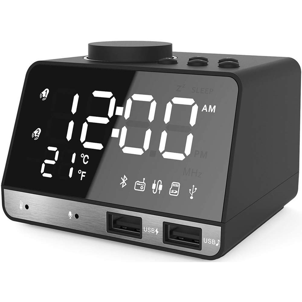 Hetyre 4.2 Inch Alarm Clock Radio, Bluetooth Speaker with Dual Snooze
