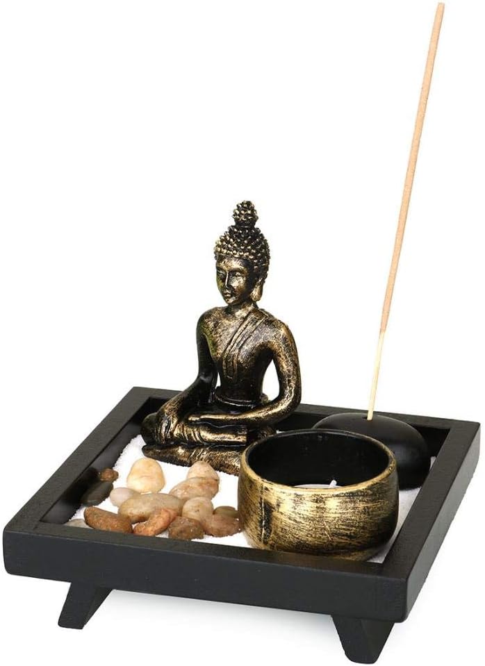 Buddha Candle Holders Zen Garden Incense Holders White Sand and Natural ...
