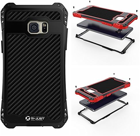 Galaxy Note FE Case ,SHANGRUN S Hyperbola Design Aluminum Frame Carbon fiber inserts Tri-proof Shock-proof Scratch Resistant Dirtproof Case Cover for Samsung Galaxy Note FE Black