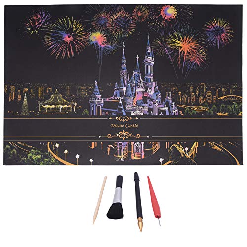 image for Liveda Rainbow Cratch Art Painting Paper DIY Night View Scratchboard f