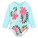 HUANQIUE Baby/Toddler Girl Swimsuit Rashguard Swimwear Long Sleeve One-Piece Aqua 6-12 Months