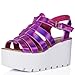 Spy Love Buy SURF Wedge Heel Buckle Cut Out Flatform Platform Gladiator Sandal Shoes