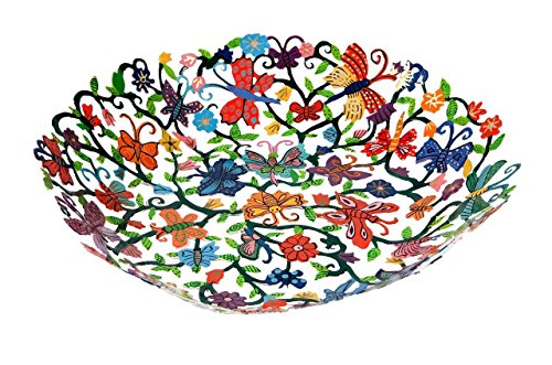 Yair Emanuel Bowl Laser Cut Hand Painted Butterflies (Large)
