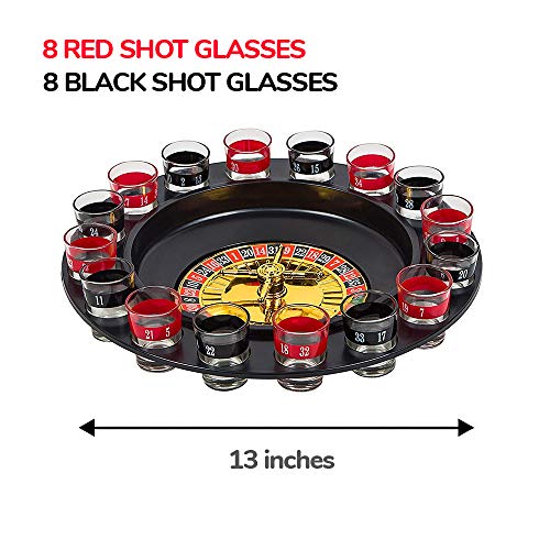 13” Spin and Shot Roulette - Casino-Style Drinking Game Set - Great Party Amusement, Night Entertainment, Reunions, Birthday Bashes, Holidays, Novelty Toy, Party Favor by Kicko - Thumbnail 2