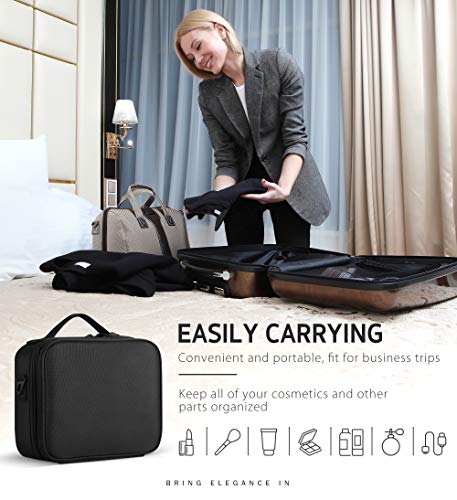Syntus 2 Layers Travel Makeup Bag with Mirror, Portable Train Cosmetic Case Organizer with Adjustable Dividers Large Capacity for Cosmetic Makeup Brushes Toiletry Jewelry Digital Accessories, Black 7 Syntus 2 Layers Travel Makeup Bag with Mirror, Portable Train Cosmetic Case Organizer with Adjustable Dividers Large Capacity for Cosmetic Makeup Brushes Toiletry Jewelry Digital Accessories, Black