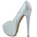 DailyShoes Women's Sexy Treading Satin Fabric Peep Toe Stiletto Platform Ivory Pump