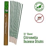 Hoont Citronella Incense Sticks - Long Lasting 21” Natural Mosquito Repellent – Highly Concentrated Formula and Extremely Effective (Pack of 12)