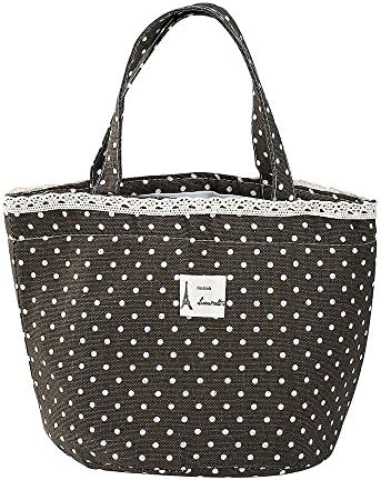 Lunch Box Bag, Arricastle Creative Wave Cotton Linen Bundle Hand Bag Portable Lunch Bag Aluminum Foil Insulated Bags (Coffee)