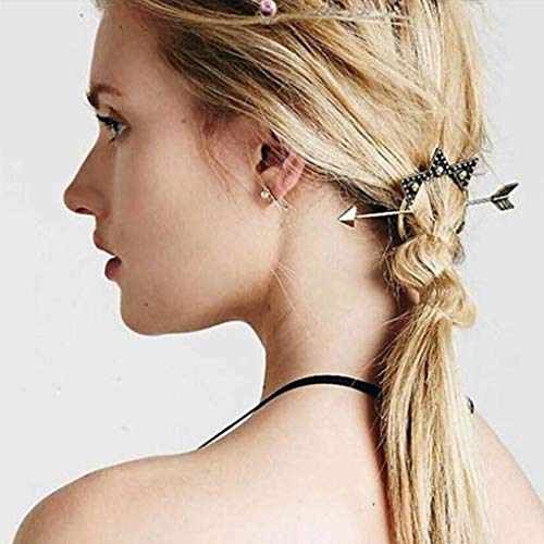 Tgirls Antique Long Arrow Round Hoop Set Pierced Barrette Hair Clip Star Hairpin Fork Stick Hair Pin Headdress Accessories for Women and Girls (Bronze) - Thumbnail 6