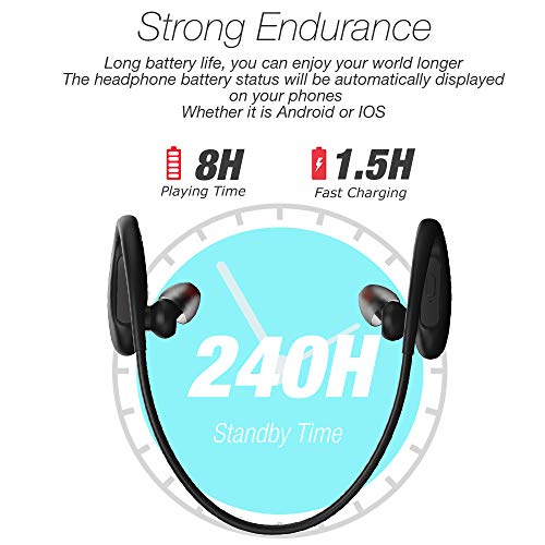 DACOM Bluetooth Headphones Wireless Sport Earphones for Running IPX7 Waterproof Earbuds, HD Stereo in Ear Headsets, 8 Hour Playtime CVC6.0 Smart Noise Cancelling Comfy for Gym Running Workout
