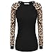 OURS Womens Raglan Long Sleeve Leopard Print Shirt Casual Blouses Tops