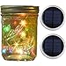 Mason Jar Lights Wide Mouth,Outdoor Solar Powered Lights Sliver Lid Multi-colored Solar Fairy Light String Light Flashing Light,2 Pack 10 LED Party Wedding Christmas Garden Home Patio Path Tree Decor
