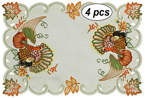 Creative Linens 4PCS Fall Harvest Thanksgiving Placemats 11x17
