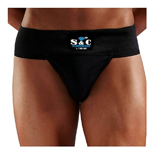 S&C Athletic Gym Supporter with Cup Pocket Black Size Medium