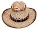 Halconia Mens Straw Weave Western Cowboy Hat Outdoor Wide Brim Hat w/Band Decor